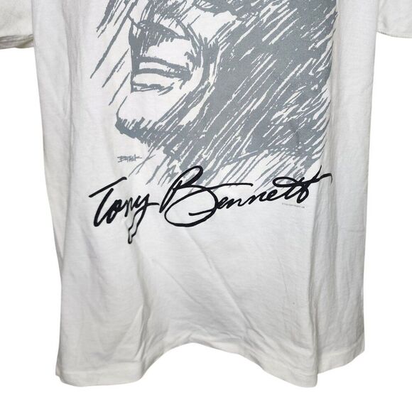 Vintage 90s Tony Bennett Tour Music Merch Tshirt Mens Size L White - Picture 2 of 6